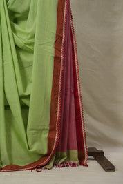 Mint Green Bengal Cotton Saree With Lace - SRMGBCSWL20