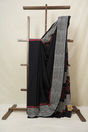 Black HBP Cotton Saree - SRBCS3383