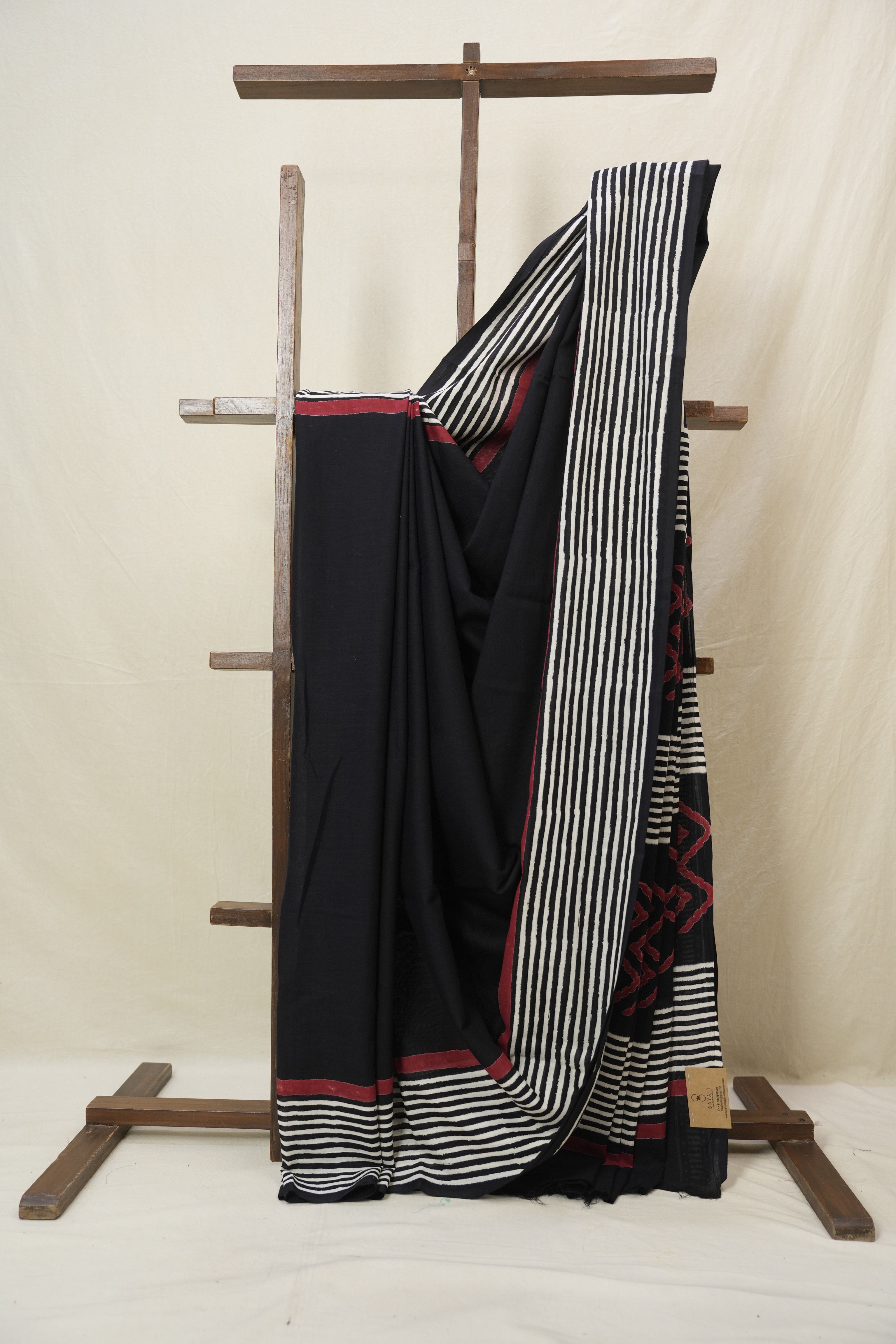 Black HBP Cotton Saree - SRBCS3383