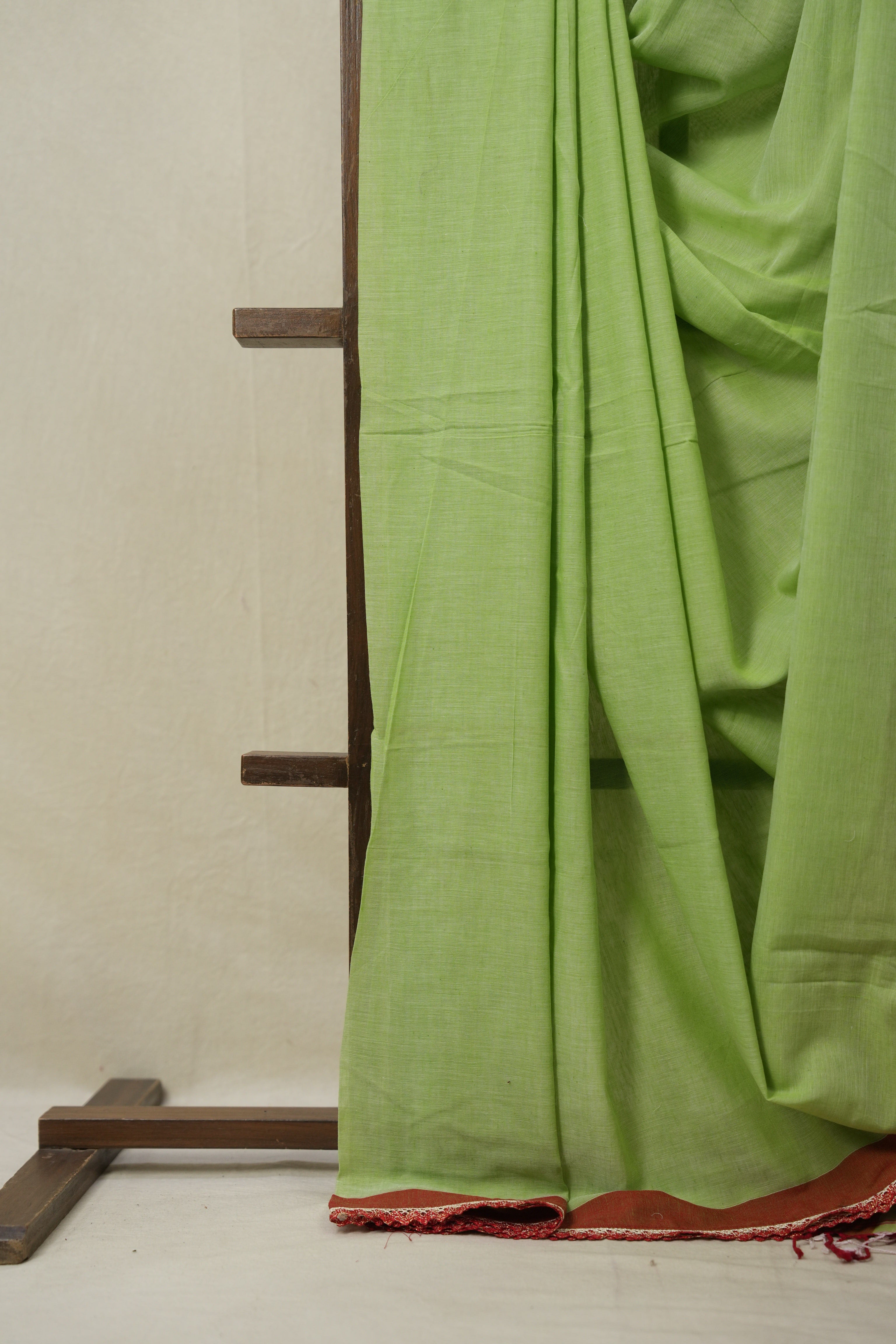 Mint Green Bengal Cotton Saree With Lace - SRMGBCSWL20