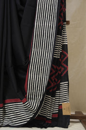 Black HBP Cotton Saree - SRBCS3383