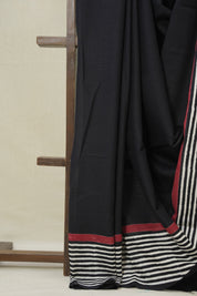 Black HBP Cotton Saree - SRBCS3383