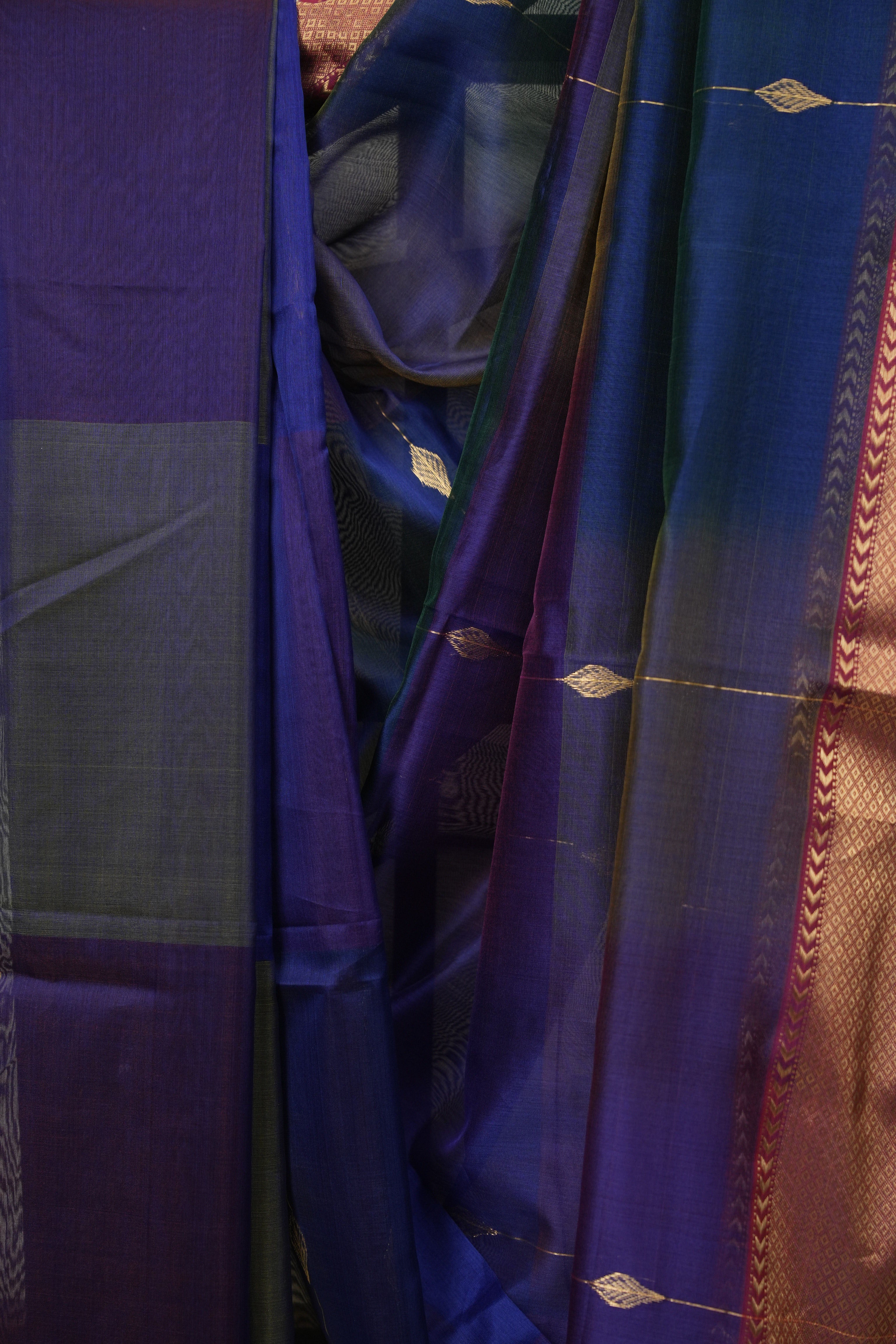 Peacock Blue Maheshwari Saree - SRPBMS1244