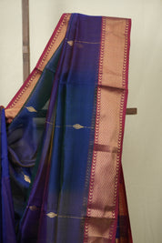 Peacock Blue Maheshwari Saree - SRPBMS1244