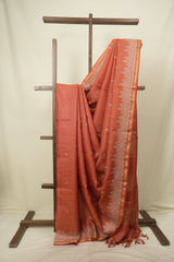 Orange Embroidered Tussar Silk Saree -SROETSS1581