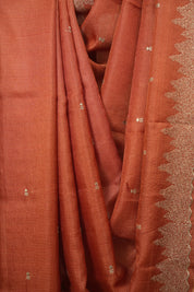 Orange Embroidered Tussar Silk Saree -SROETSS1581