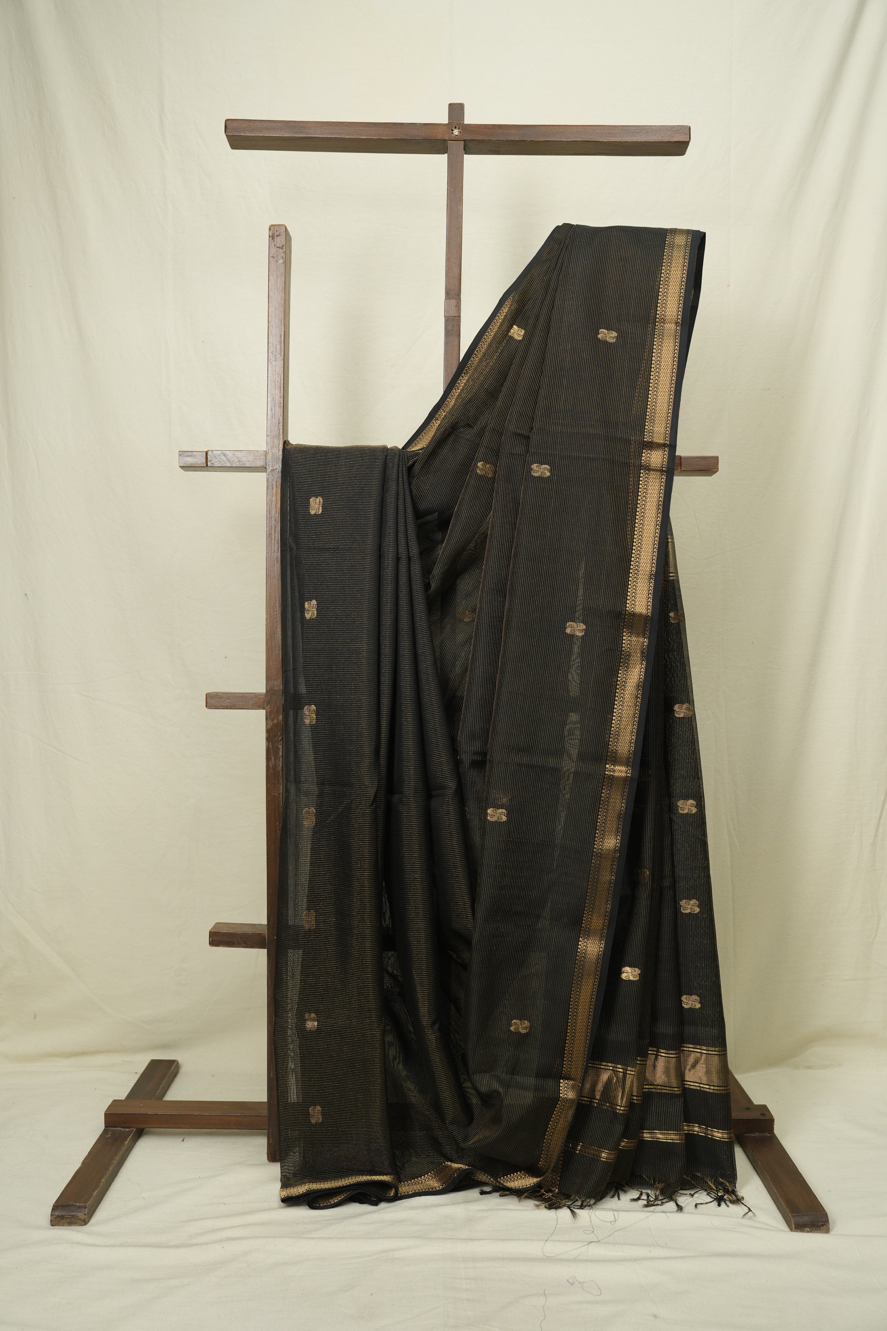 Black Maheshwari Saree - SRBMS1269