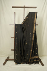 Black Maheshwari Saree - SRBMS1269