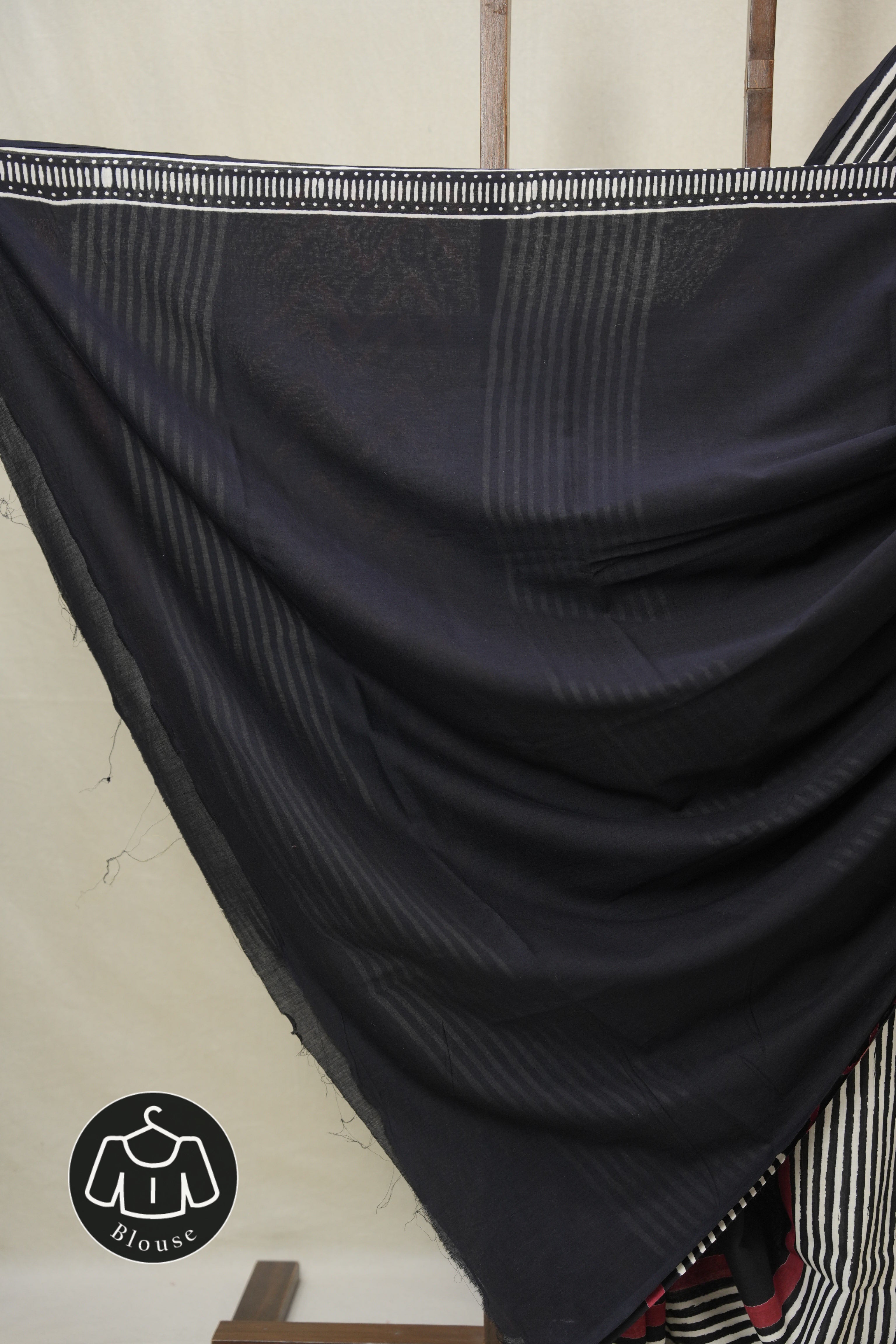 Black HBP Cotton Saree - SRBCS3383