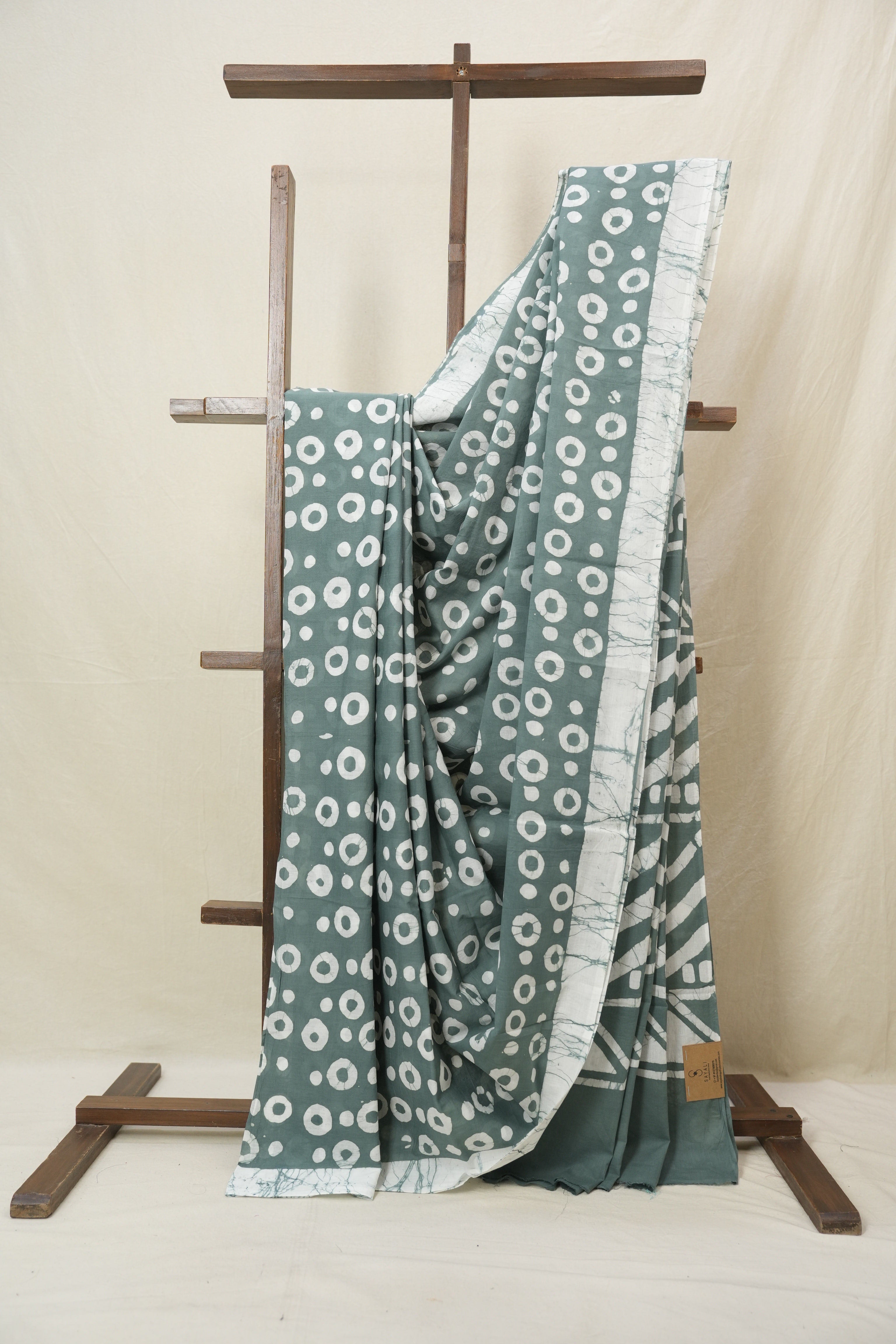 Sage Green HBP Cotton Saree - SRSGCS3381