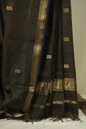 Black Maheshwari Saree - SRBMS1269