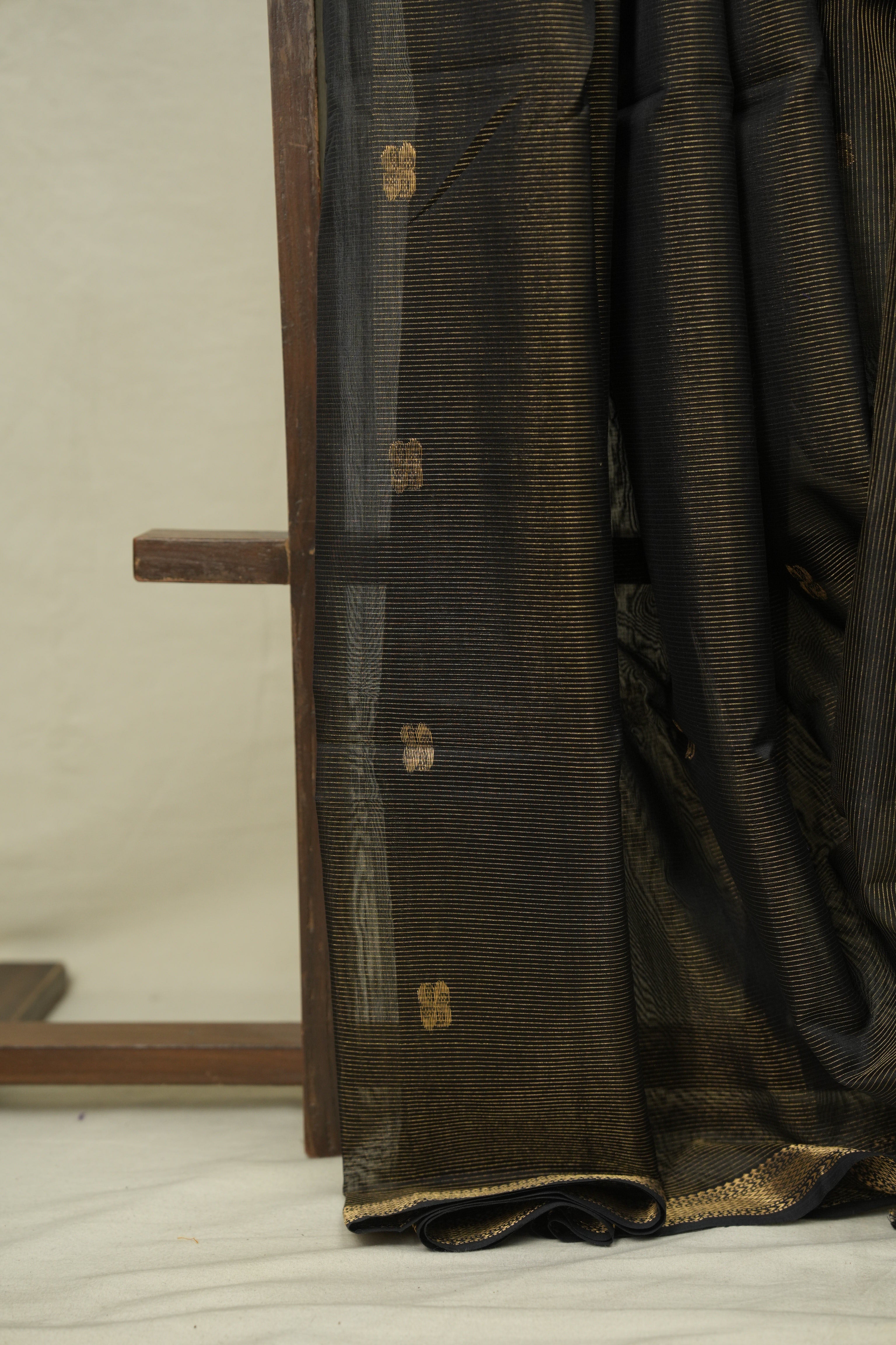 Black Maheshwari Saree - SRBMS1269