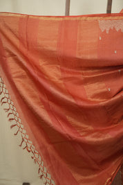 Orange Embroidered Tussar Silk Saree -SROETSS1581