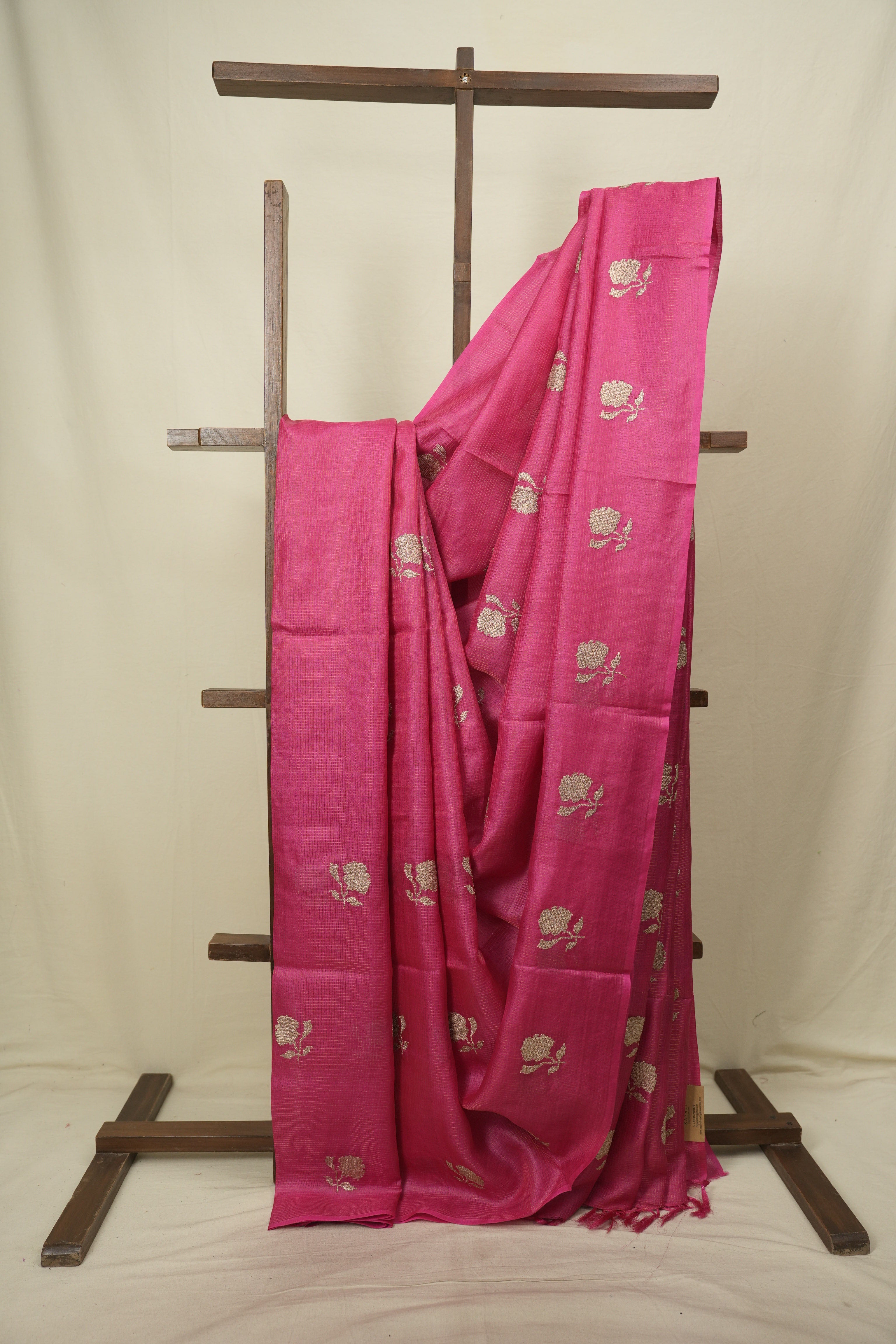 Rani Pink Embroidered Tussar Silk Saree - SRRPETSS1578