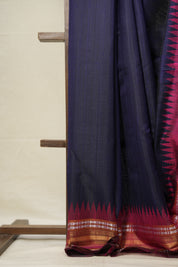 Navy Blue Raw Silk Saree - SRNBRSS838