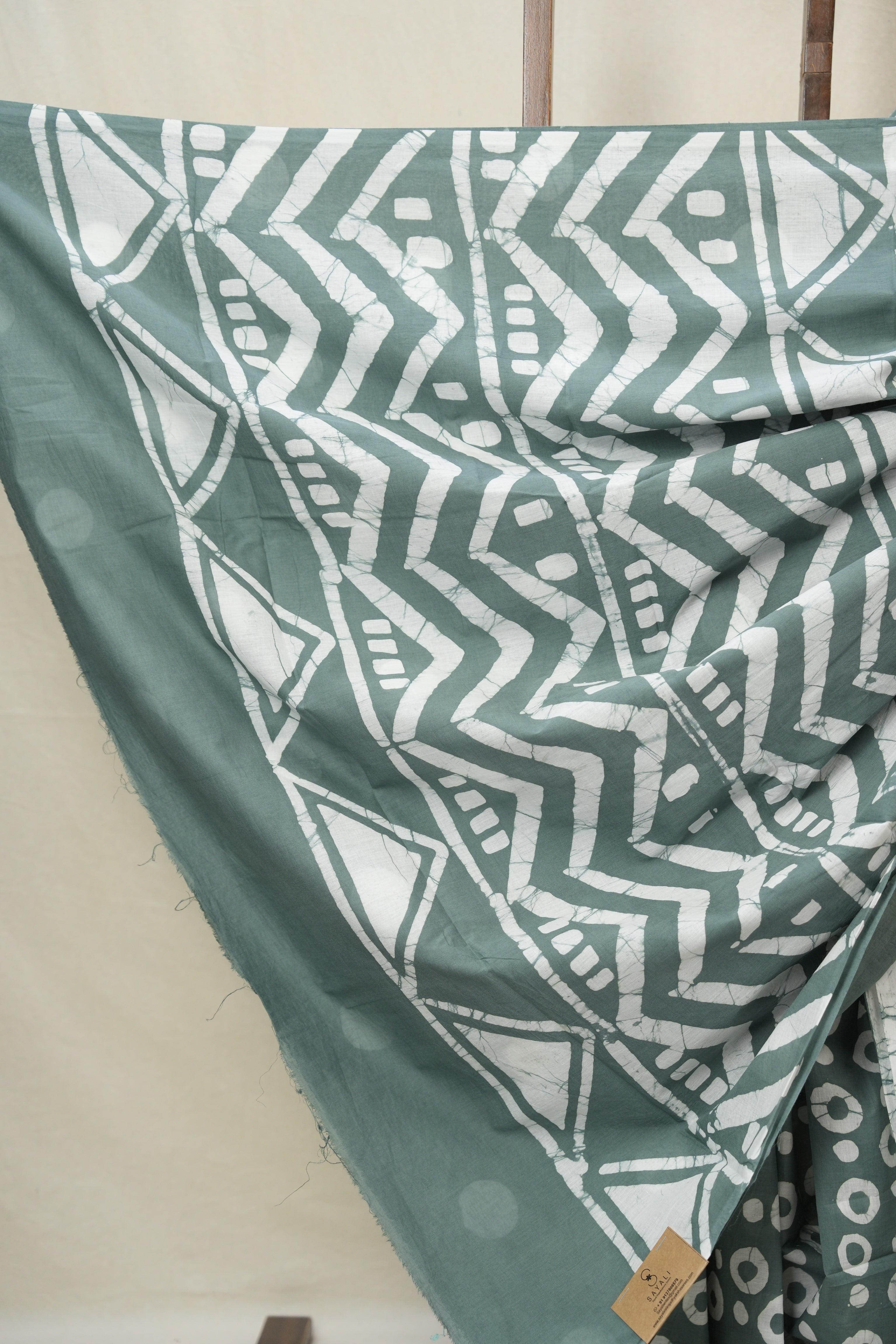 Sage Green HBP Cotton Saree - SRSGCS3381