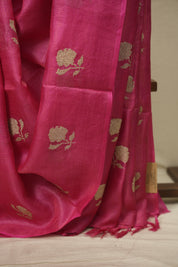 Rani Pink Embroidered Tussar Silk Saree - SRRPETSS1578