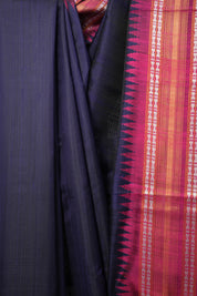 Navy Blue Raw Silk Saree - SRNBRSS838