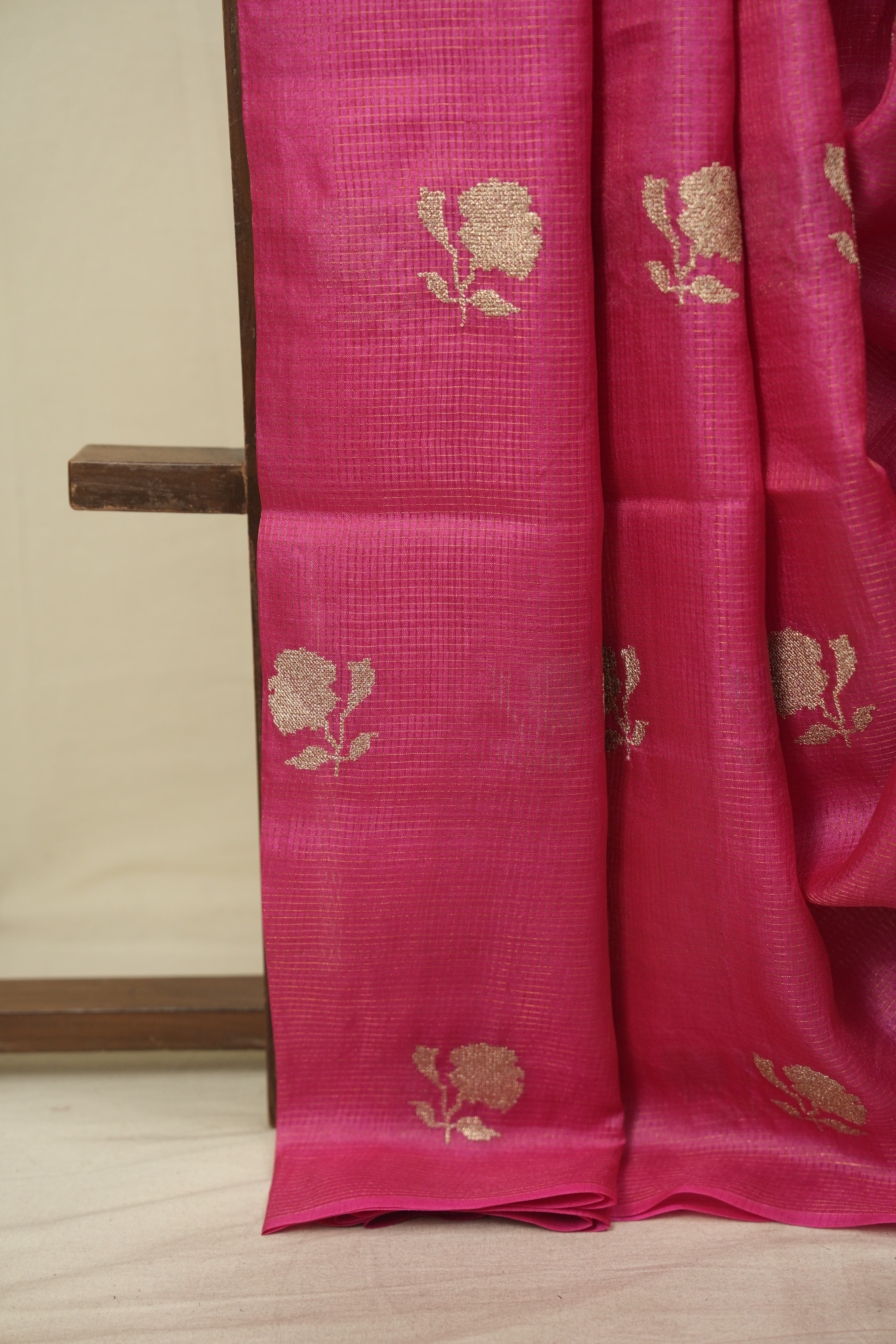 Rani Pink Embroidered Tussar Silk Saree - SRRPETSS1578