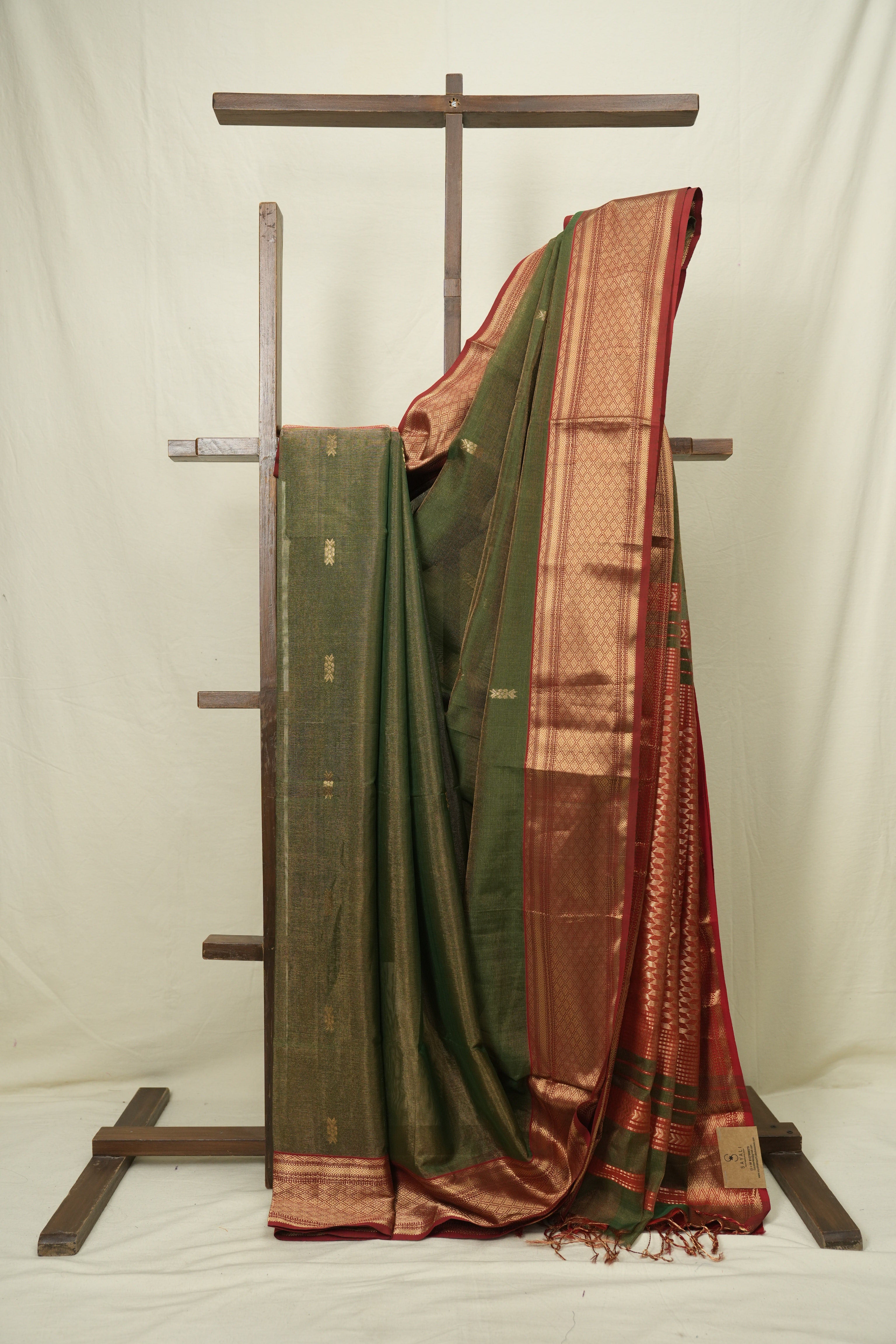 Green Maheshwari Tissue Saree - SRGMTS757
