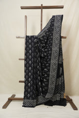 Black HBP Cotton Saree - SRBCS3380