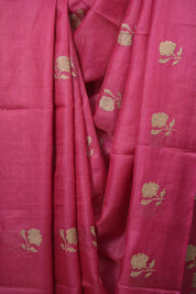 Rani Pink Embroidered Tussar Silk Saree - SRRPETSS1578