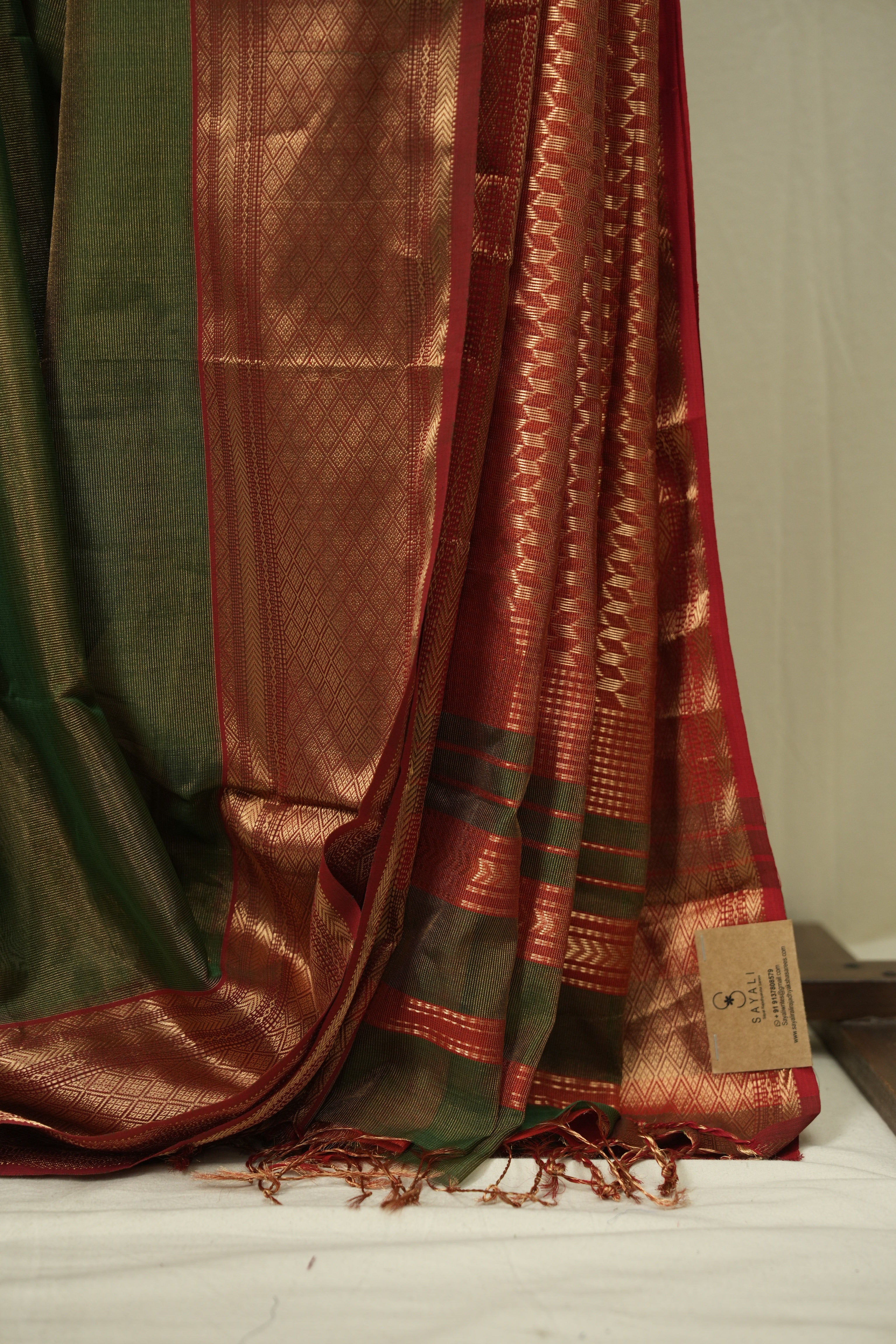 Green Maheshwari Tissue Saree - SRGMTS757