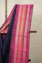 Navy Blue Raw Silk Saree - SRNBRSS838