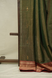 Green Maheshwari Tissue Saree - SRGMTS757