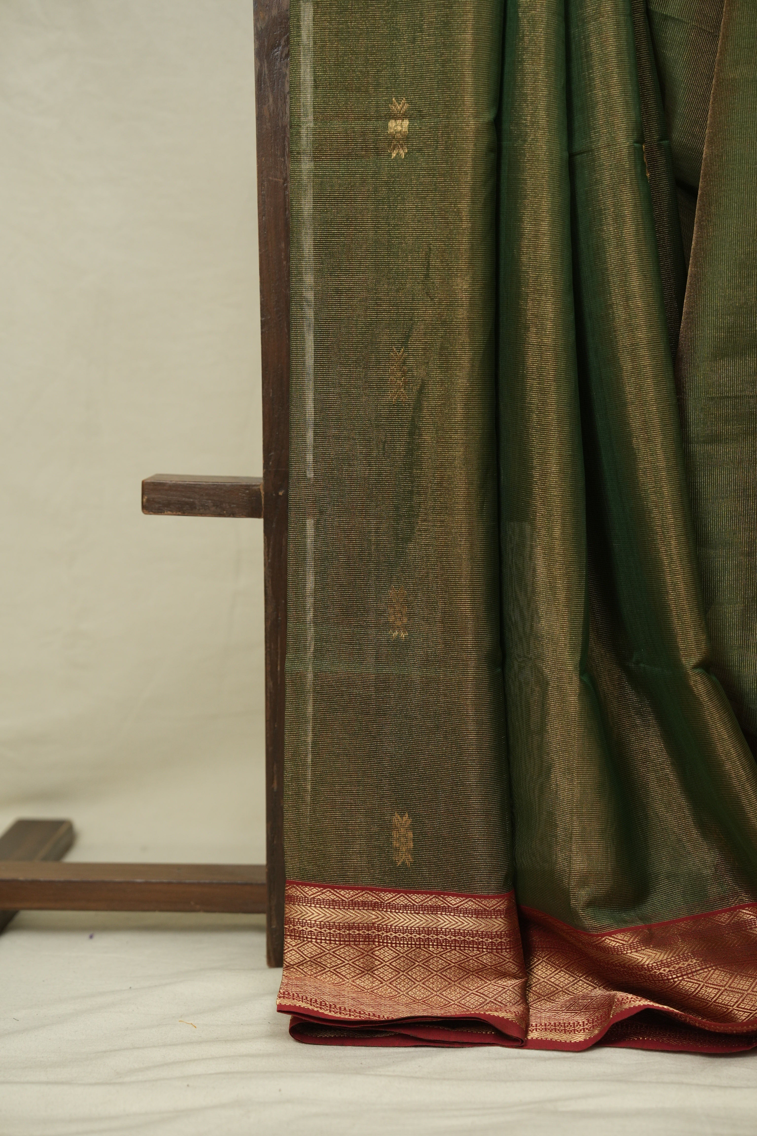 Green Maheshwari Tissue Saree - SRGMTS757