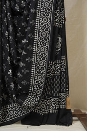 Black HBP Cotton Saree - SRBCS3380
