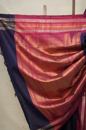 Navy Blue Raw Silk Saree - SRNBRSS838