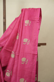 Rani Pink Embroidered Tussar Silk Saree - SRRPETSS1578