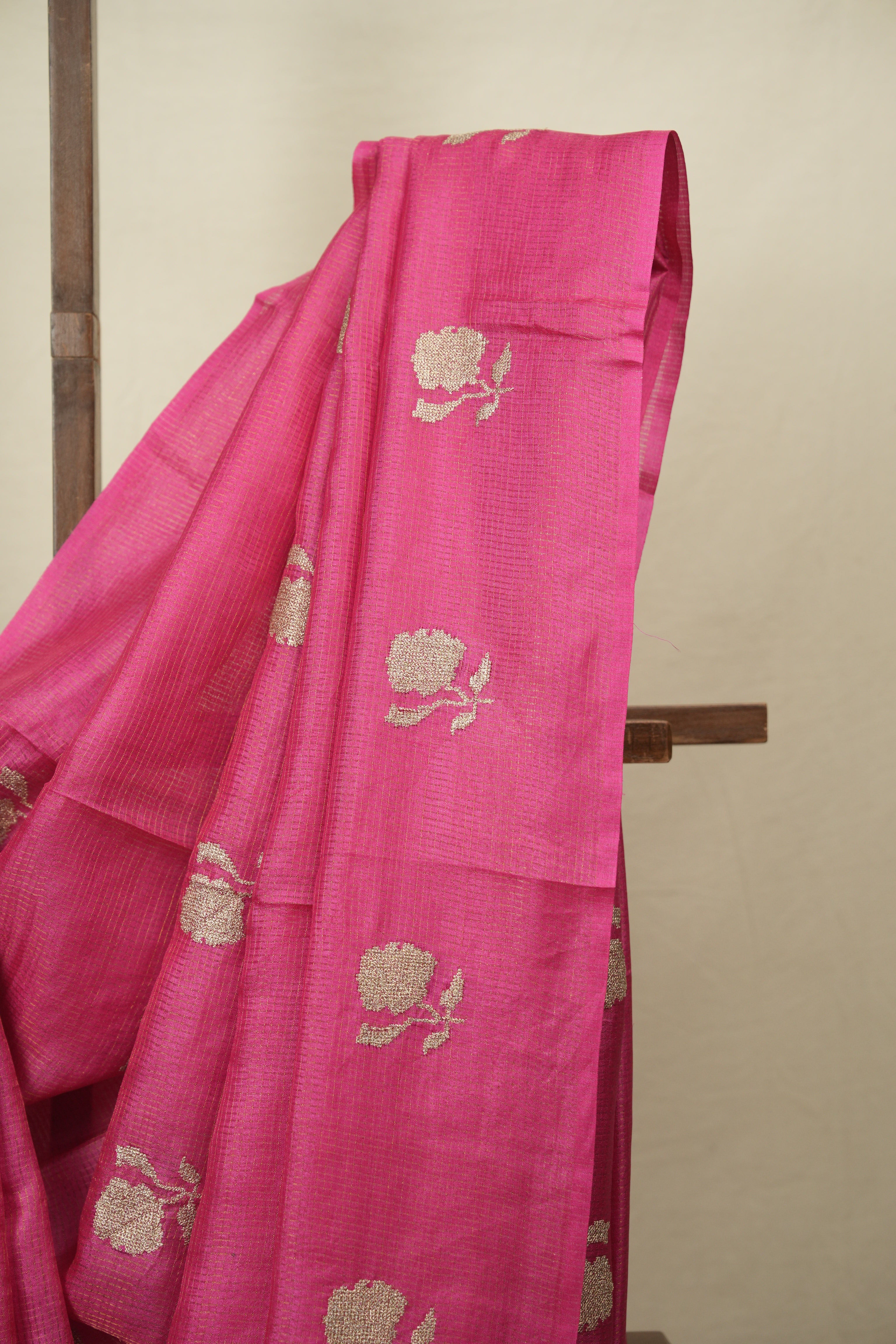 Rani Pink Embroidered Tussar Silk Saree - SRRPETSS1578