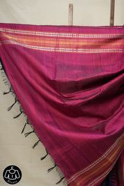 Navy Blue Raw Silk Saree - SRNBRSS838