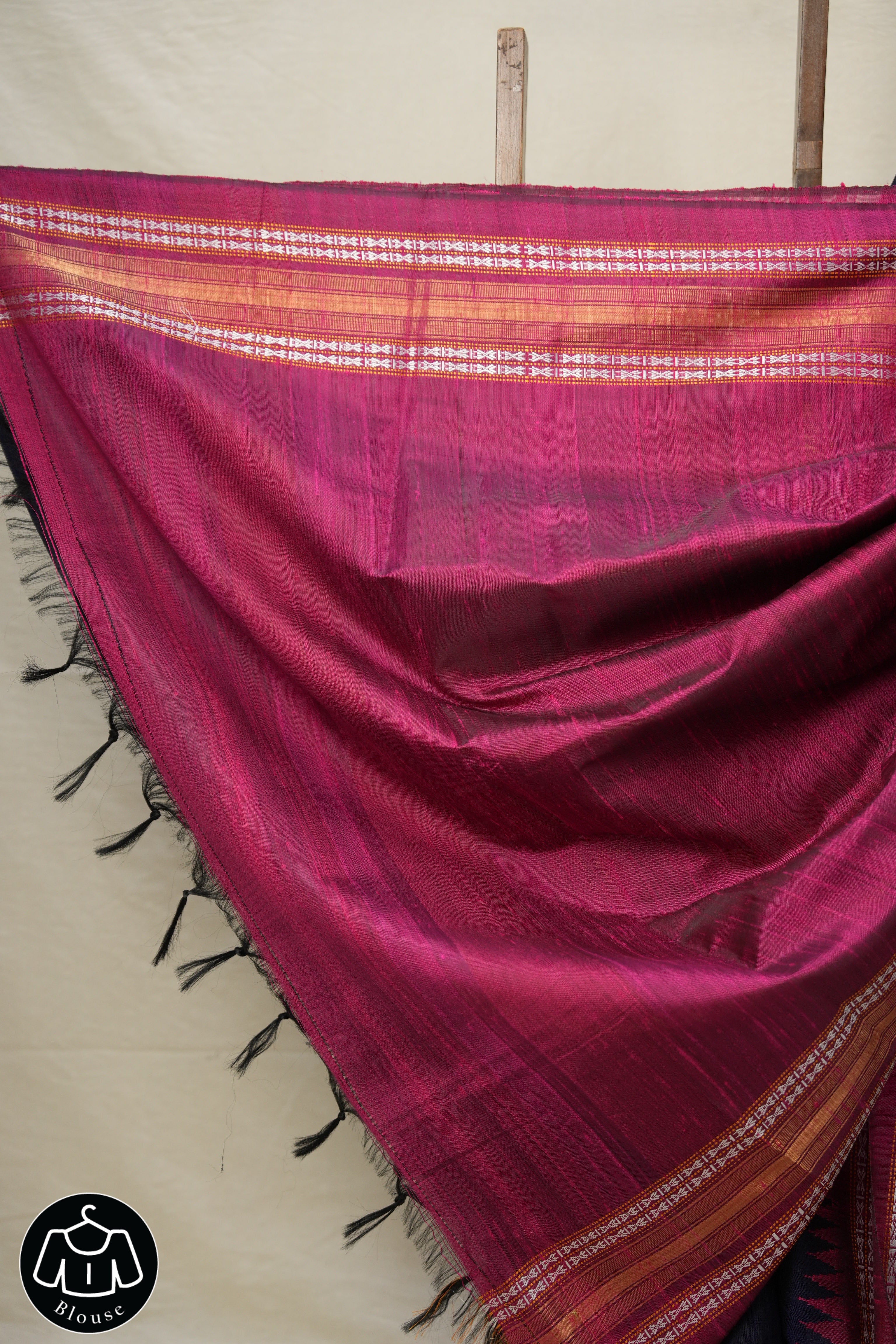 Navy Blue Raw Silk Saree - SRNBRSS838