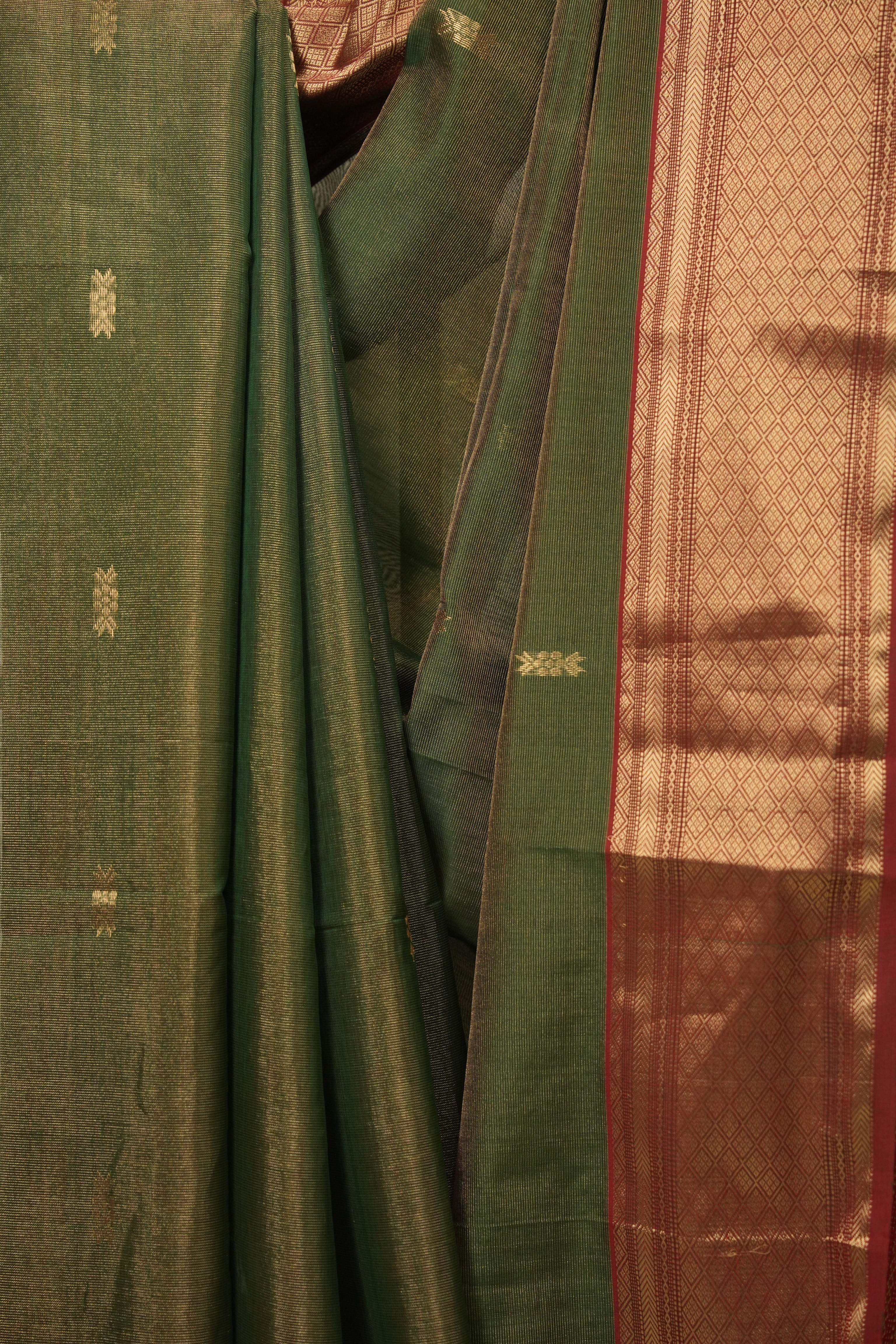 Green Maheshwari Tissue Saree - SRGMTS757