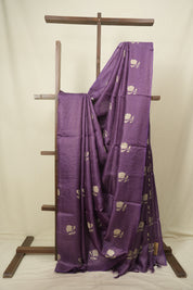 Purple Embroidered Tussar Silk Saree - SRPETSS1579