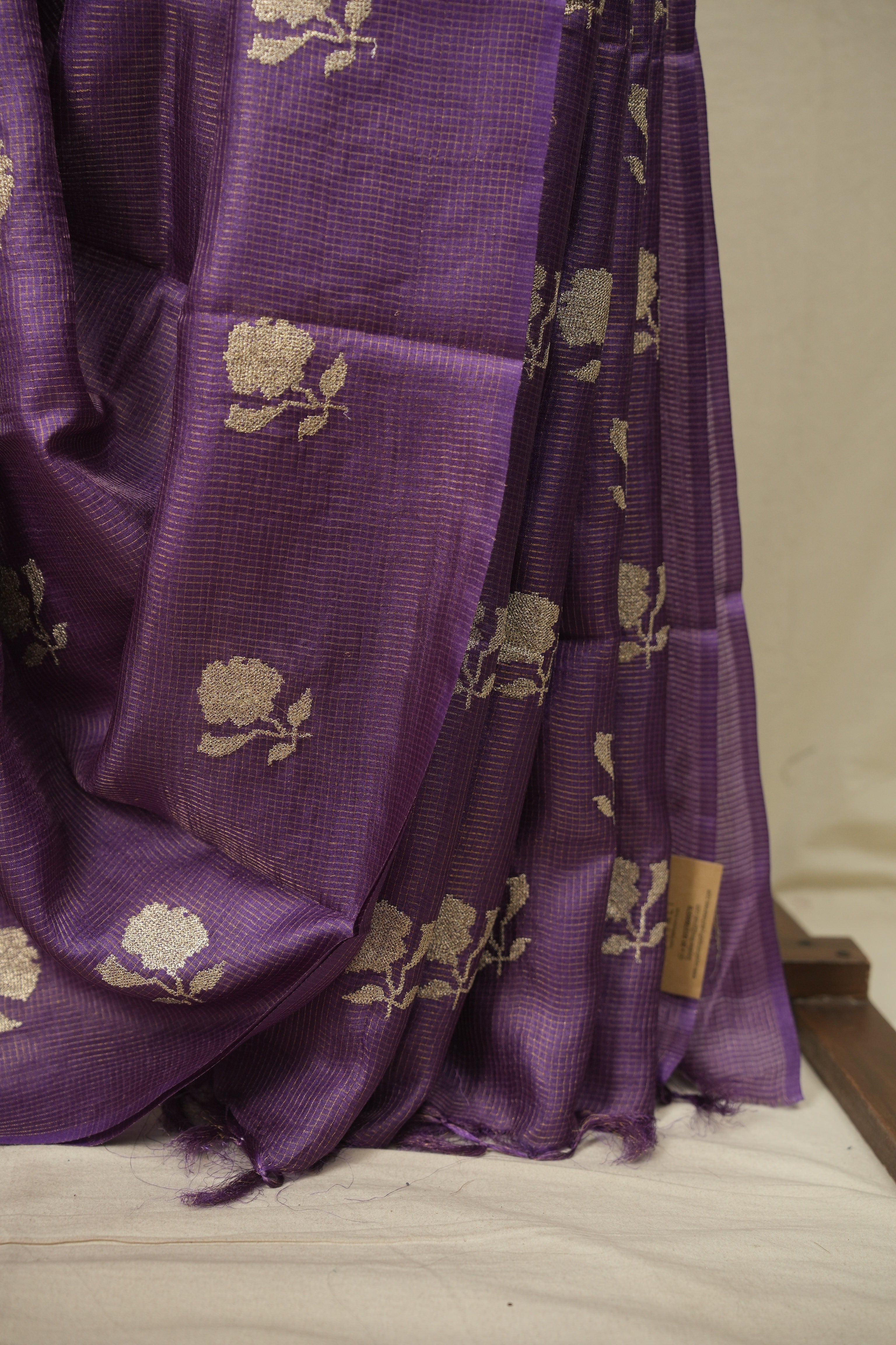 Purple Embroidered Tussar Silk Saree - SRPETSS1579