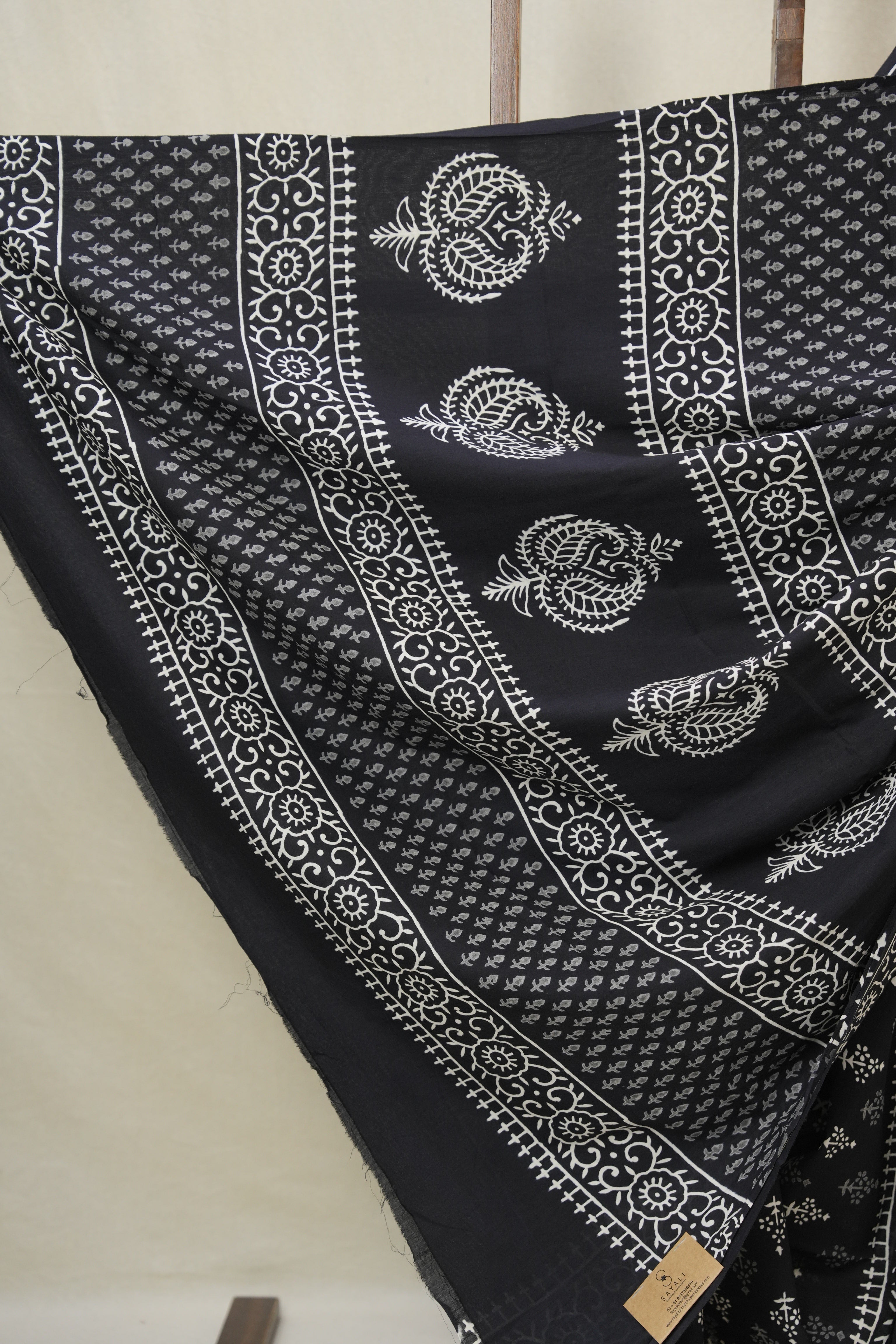 Black HBP Cotton Saree - SRBCS3380