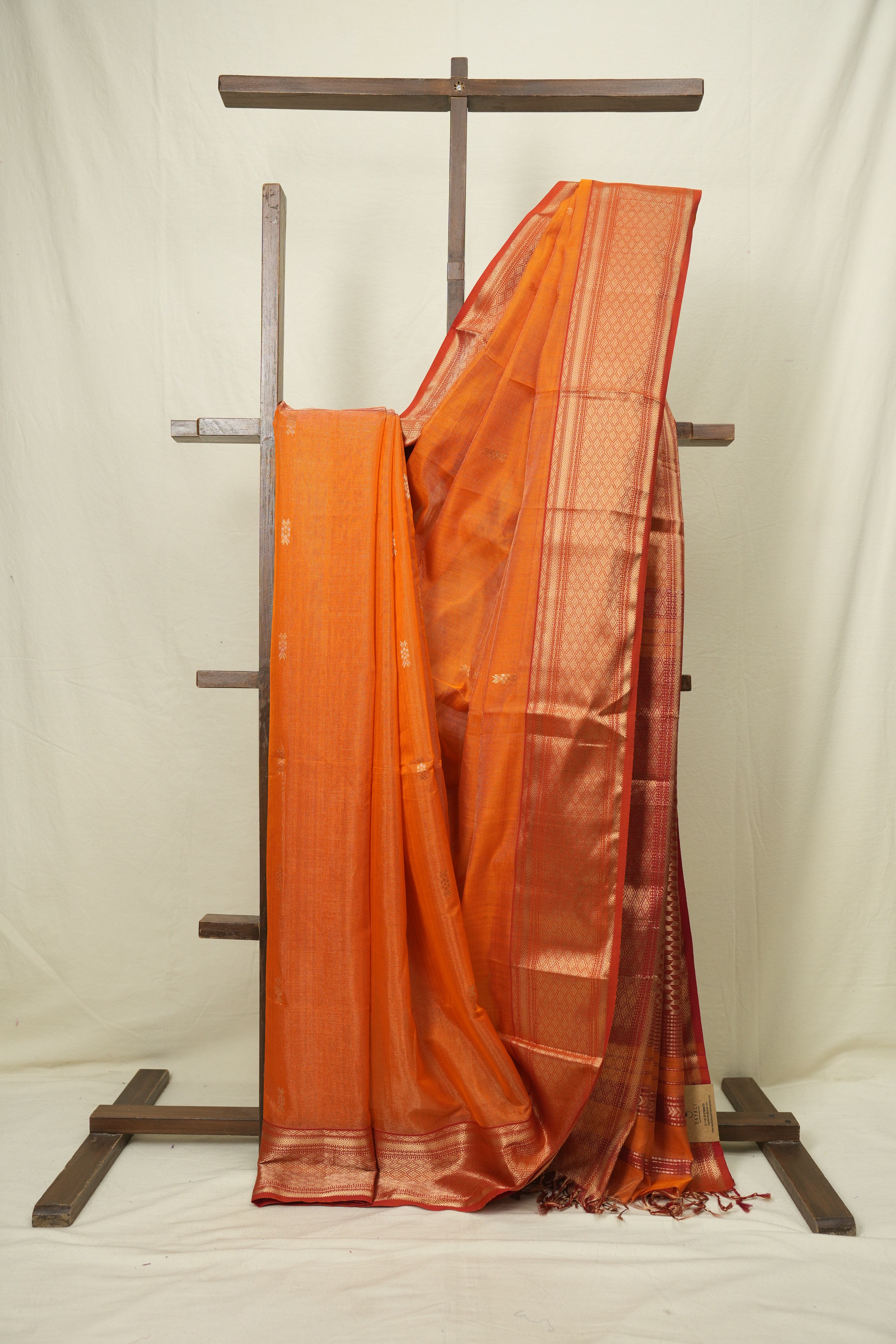 Orange Maheshwari Tissue Saree - SROMTS756