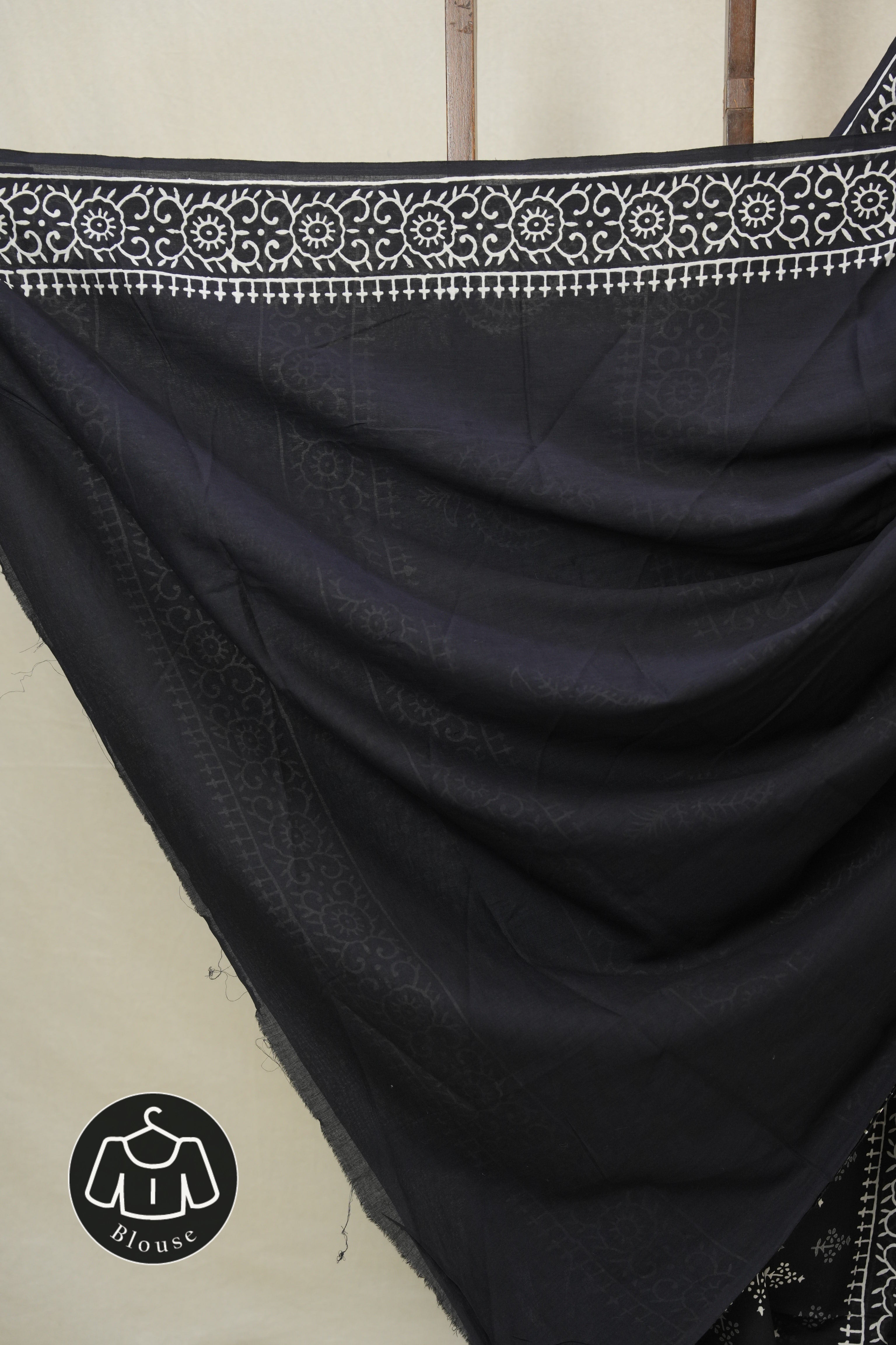 Black HBP Cotton Saree - SRBCS3380