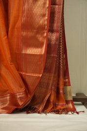 Orange Maheshwari Tissue Saree - SROMTS756
