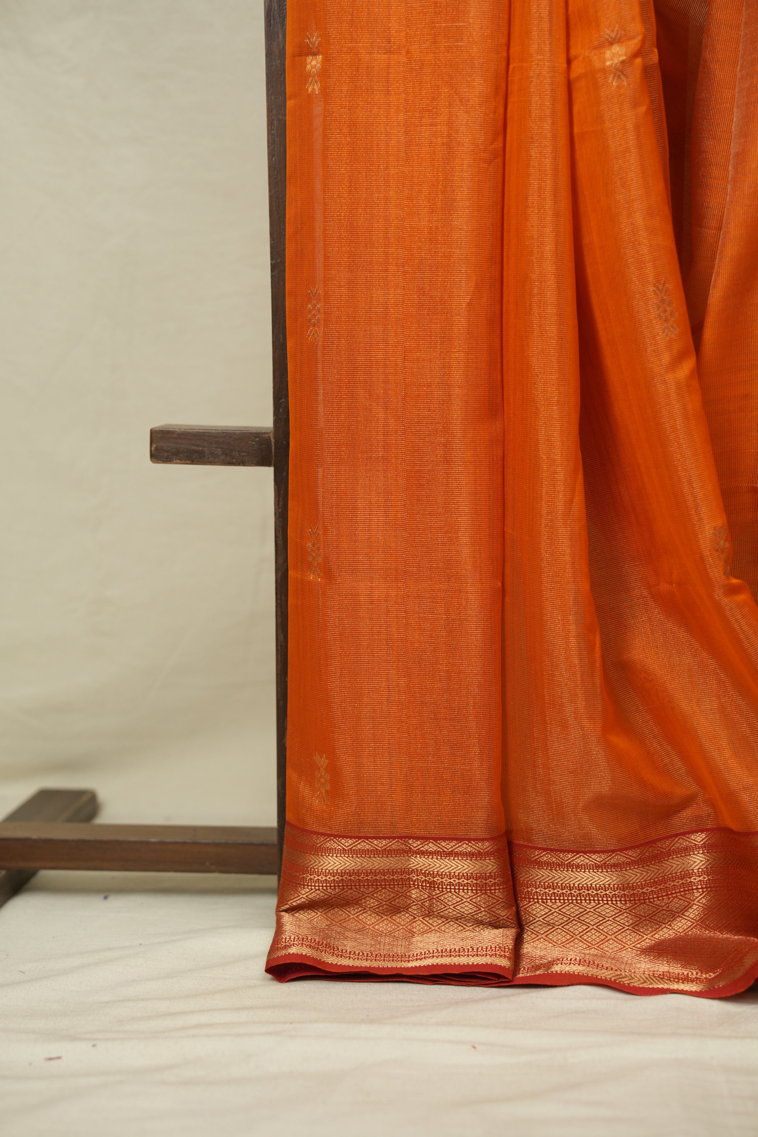 Orange Maheshwari Tissue Saree - SROMTS756