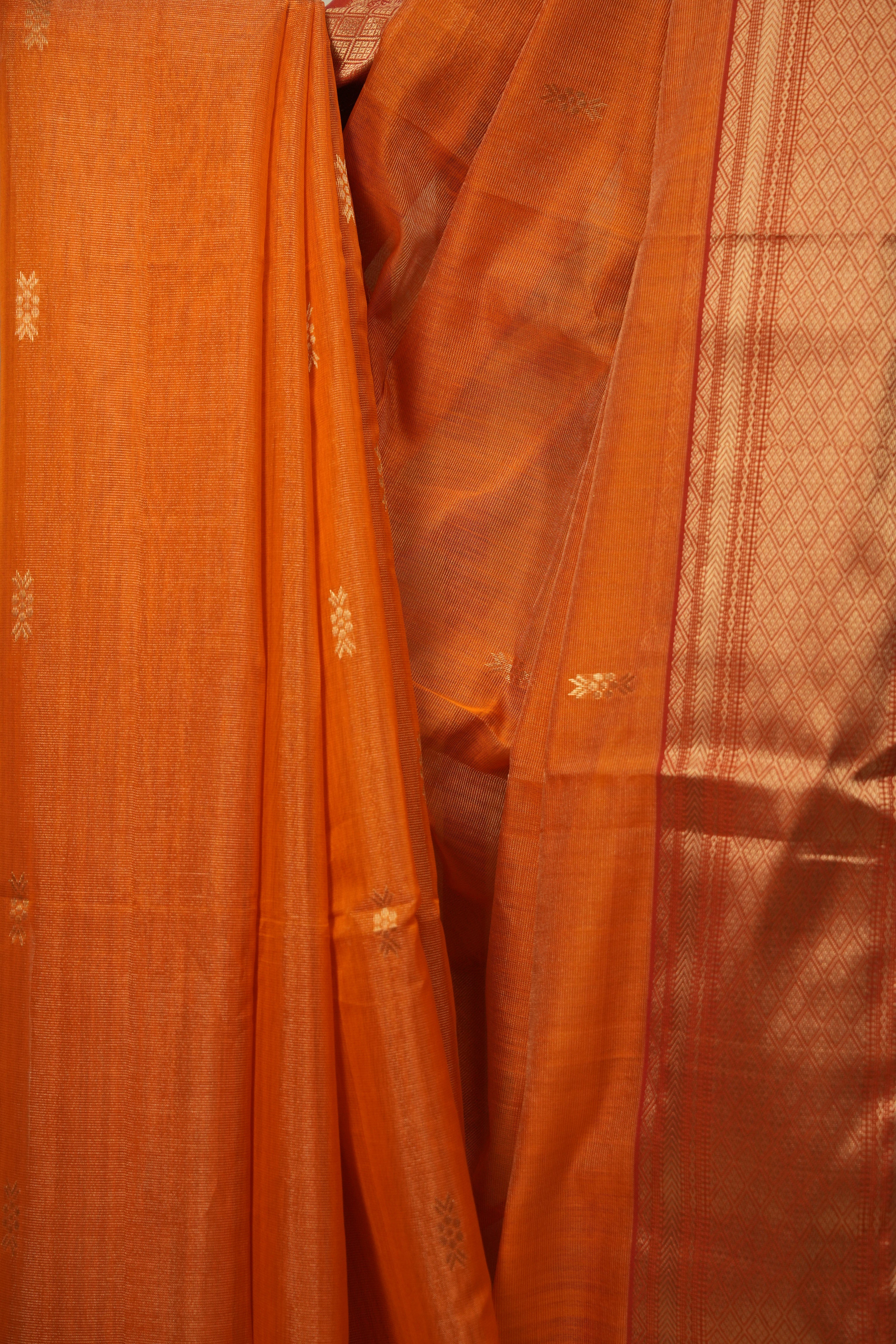 Orange Maheshwari Tissue Saree - SROMTS756