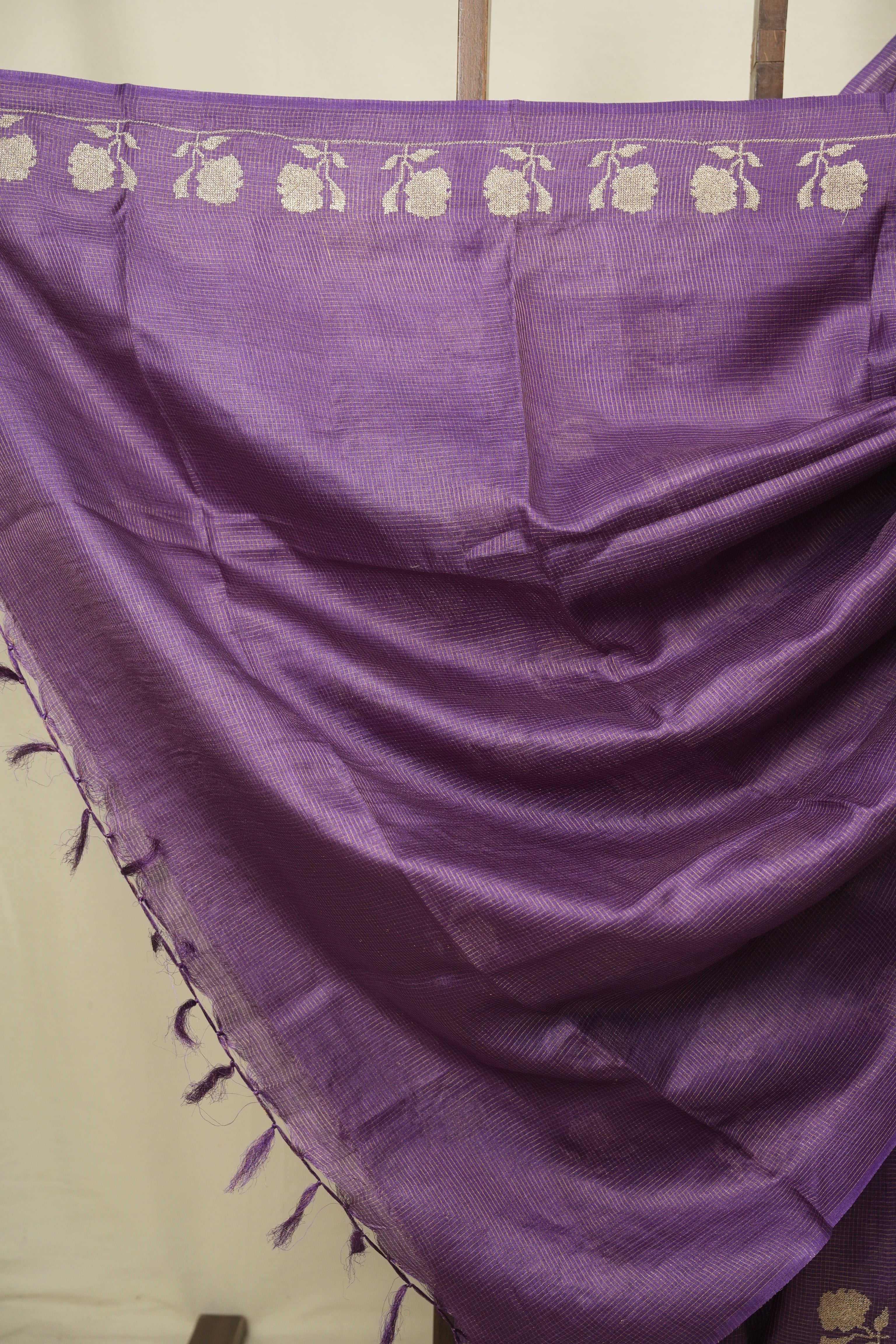 Purple Embroidered Tussar Silk Saree - SRPETSS1579