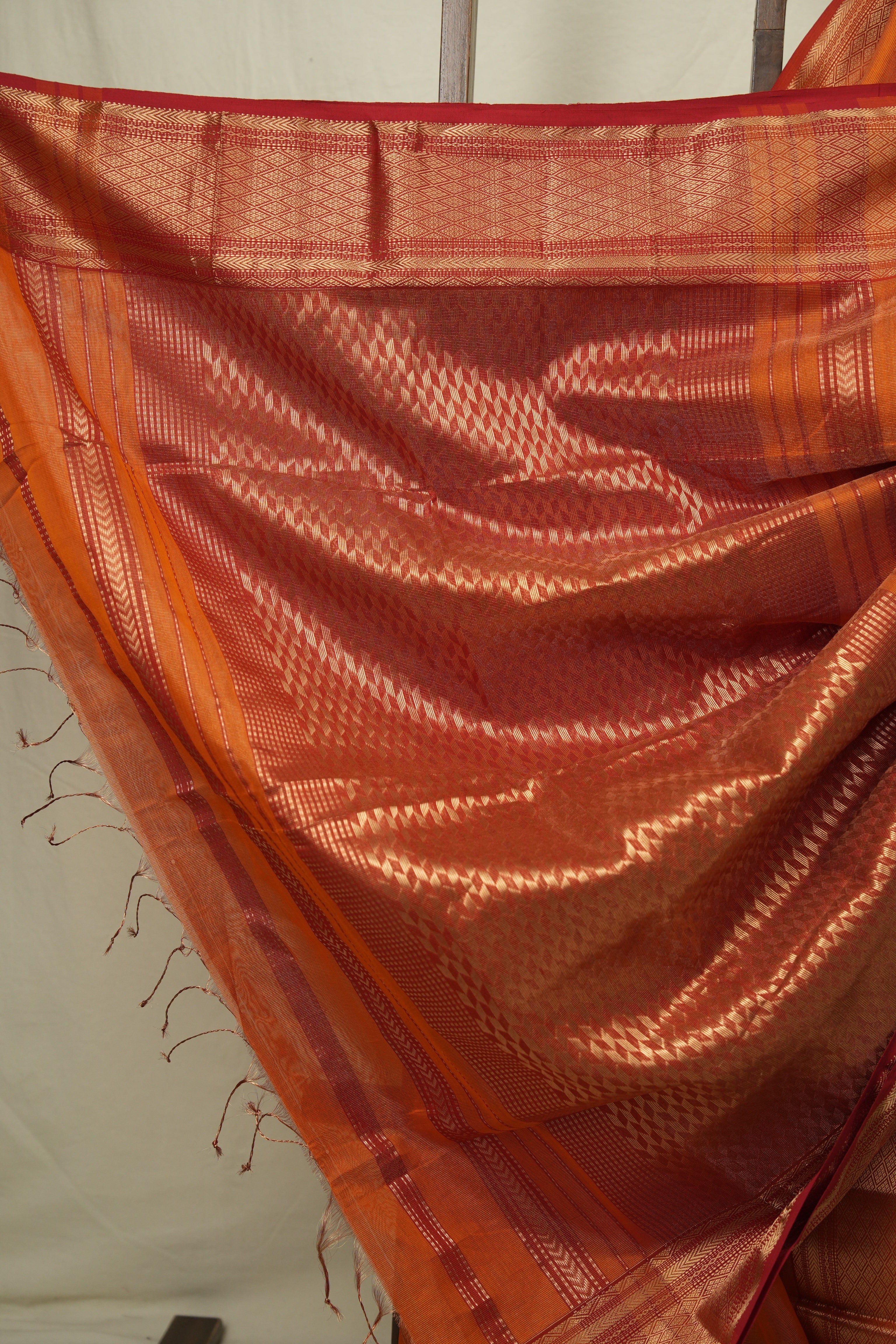 Orange Maheshwari Tissue Saree - SROMTS756