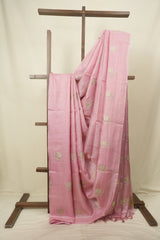 Pink Embroidered Tussar Silk Saree -SRPETSS1577