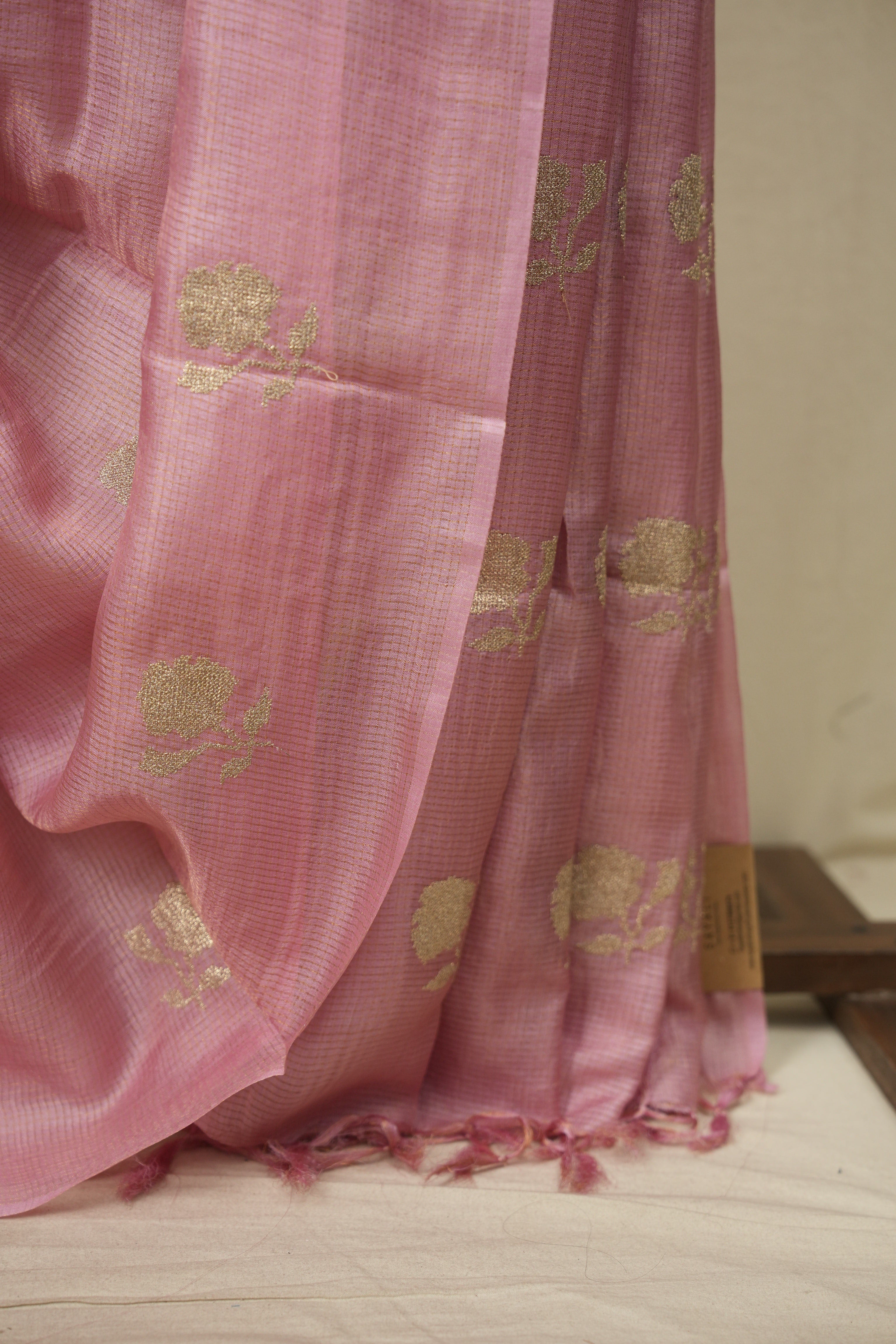 Pink Embroidered Tussar Silk Saree -SRPETSS1577
