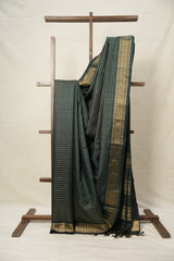 Dark Green Raw Silk Saree - SRDGRSS893